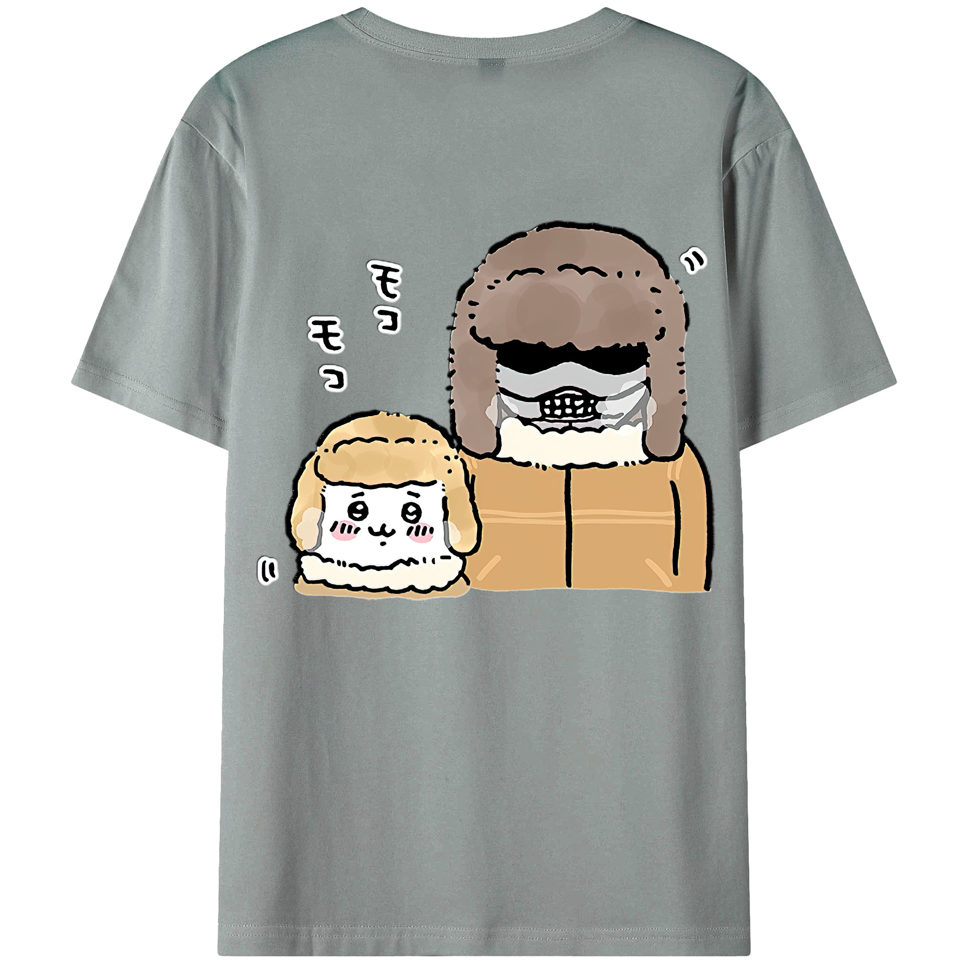 （画像用） ちいかわ 労働の鎧さん Chii-kawa Mr. Armor of Labor 綿100％ メンズ半袖Tシャツ（バックプリント） 通気性